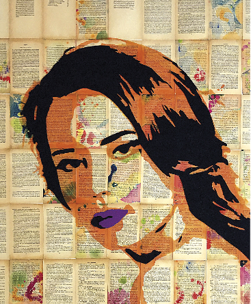 Didem Yağcı’nın tuvali eski kitaplar